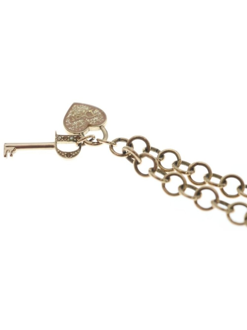 Dior Rhinestone Heart Key Necklace Gold - Picture 6 of 6